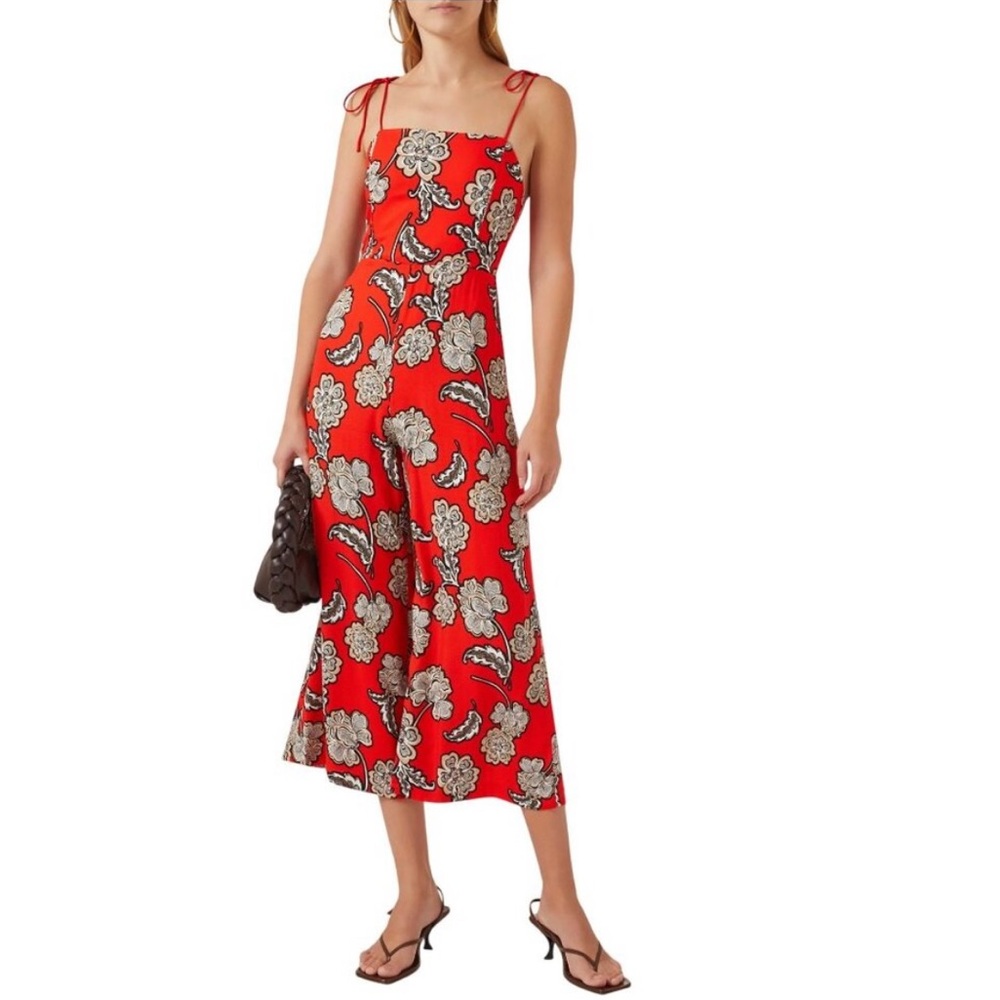 Alice + Olivia Red Floral Jumpsuit